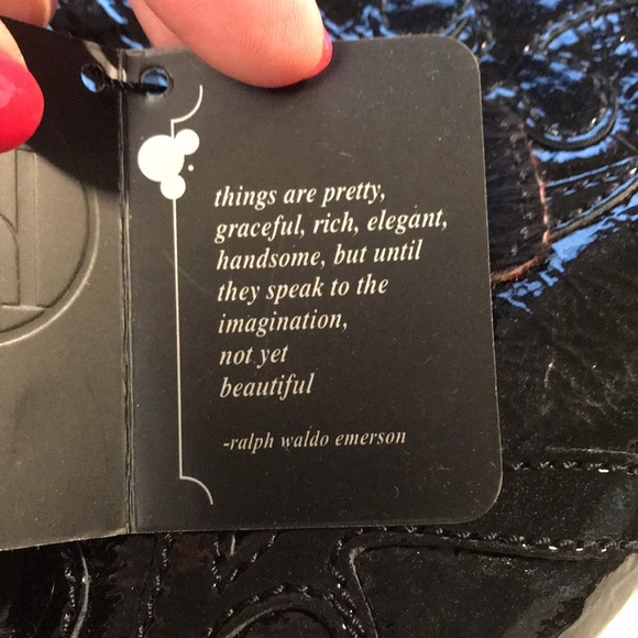 Hayden-Harnett  Black Patent Leather Clutch Floral VEGAN NYC Designer - Picture 5 of 7